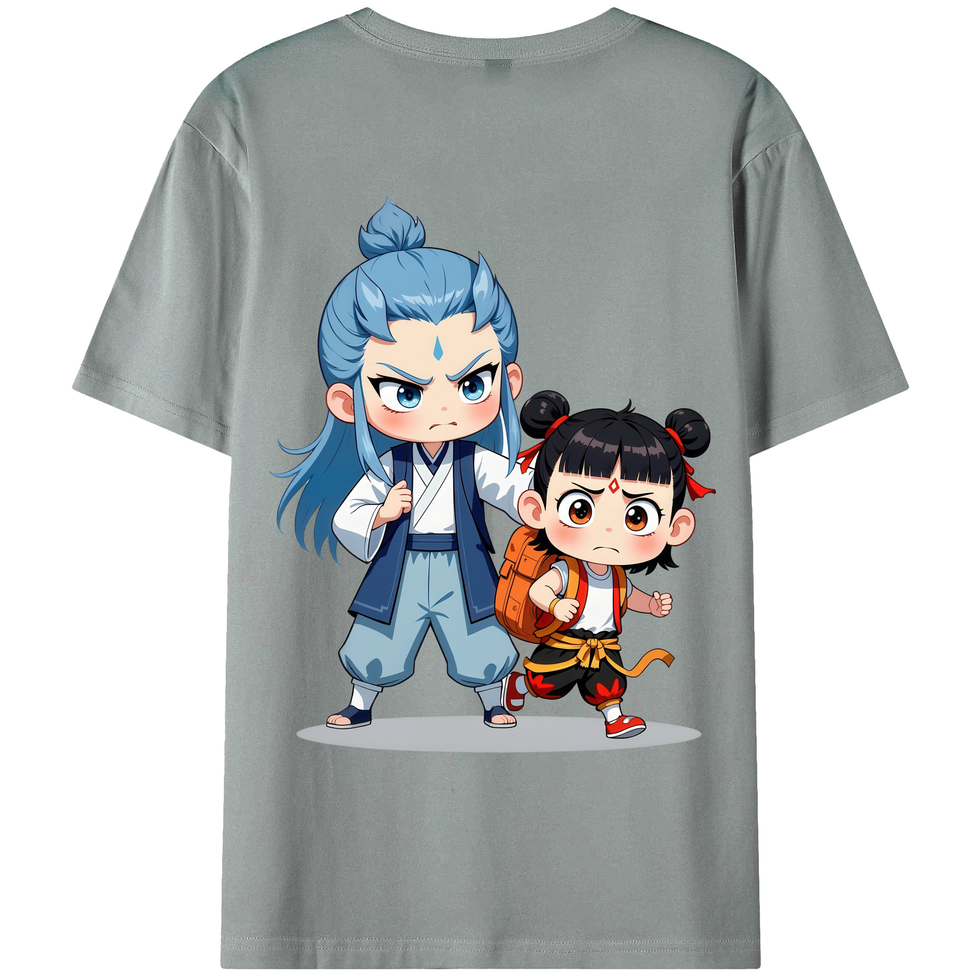 （画像用） Ne Zha 2 ナタ 魔童の大暴れ 綿100％ メンズ半袖Tシャツ（バックプリント） 通気性
